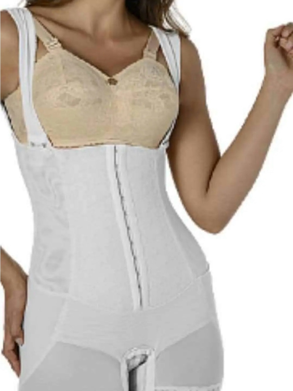 Beige Lace Bra with White High-Waist Waist Shaper – Women Intimates & Sleepwear